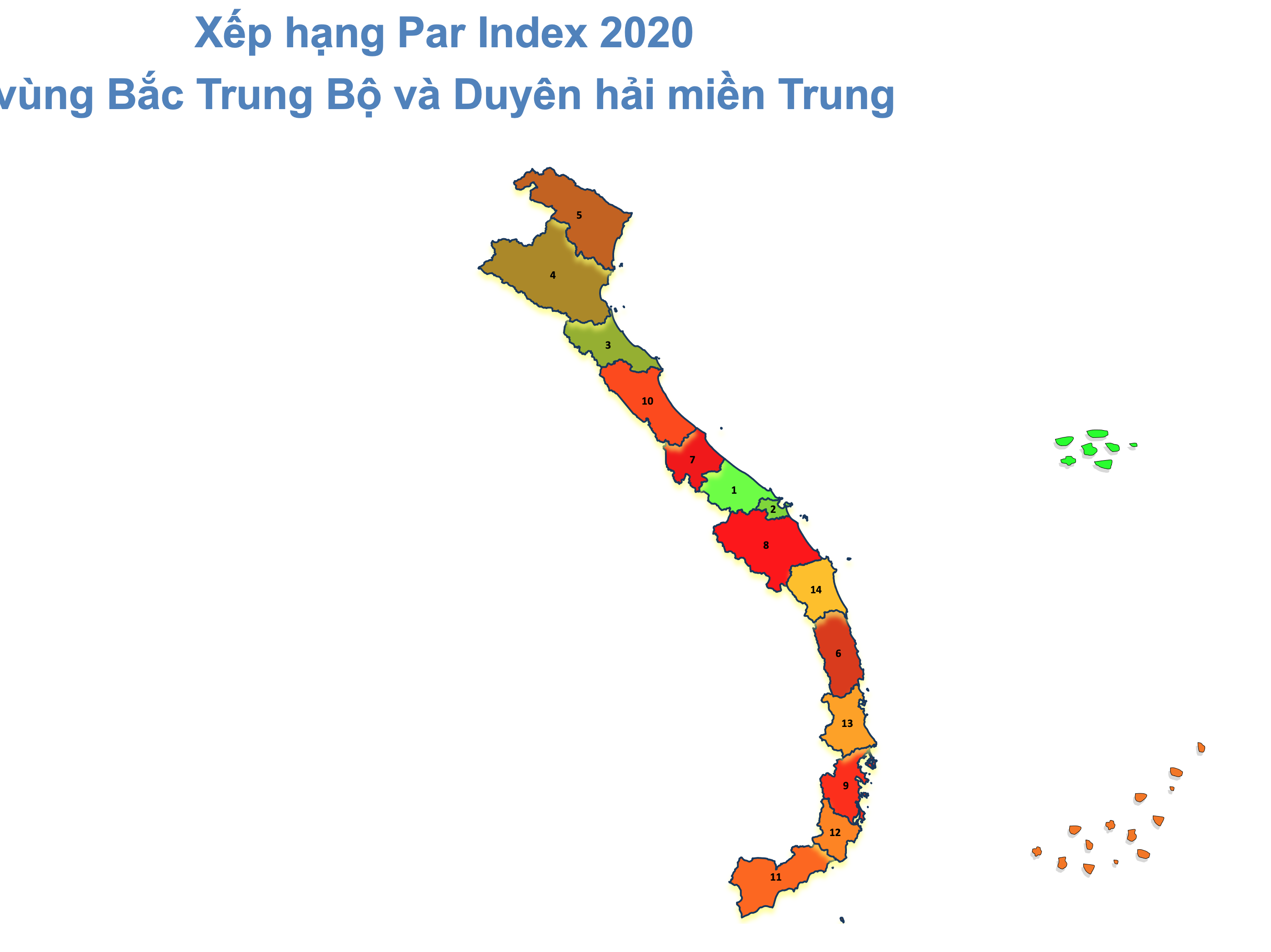 Xếp hạng par index 2020 vùng Bắc Trung Bộ và Duyên hải miền Trung